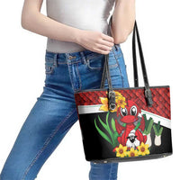 Saint David's Day Leather Tote Bag Red Welsh Dragon Daffodil Sheep Leak - Wonder Print Shop
