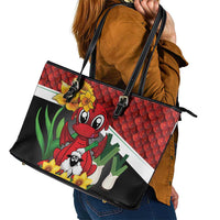 Saint David's Day Leather Tote Bag Red Welsh Dragon Daffodil Sheep Leak - Wonder Print Shop