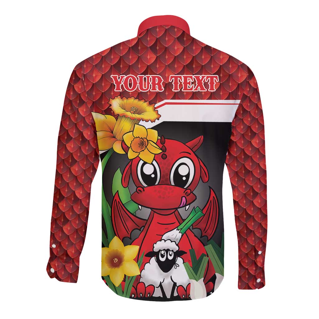 Saint David's Day Personalized Long Sleeve Button Shirt Red Welsh Dragon Daffodil Sheep Leak - Wonder Print Shop