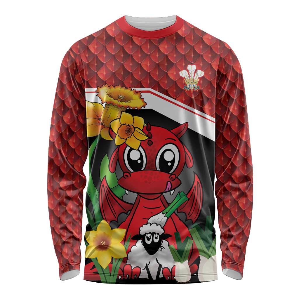 Saint David's Day Personalized Long Sleeve Shirt Red Welsh Dragon Daffodil Sheep Leak - Wonder Print Shop
