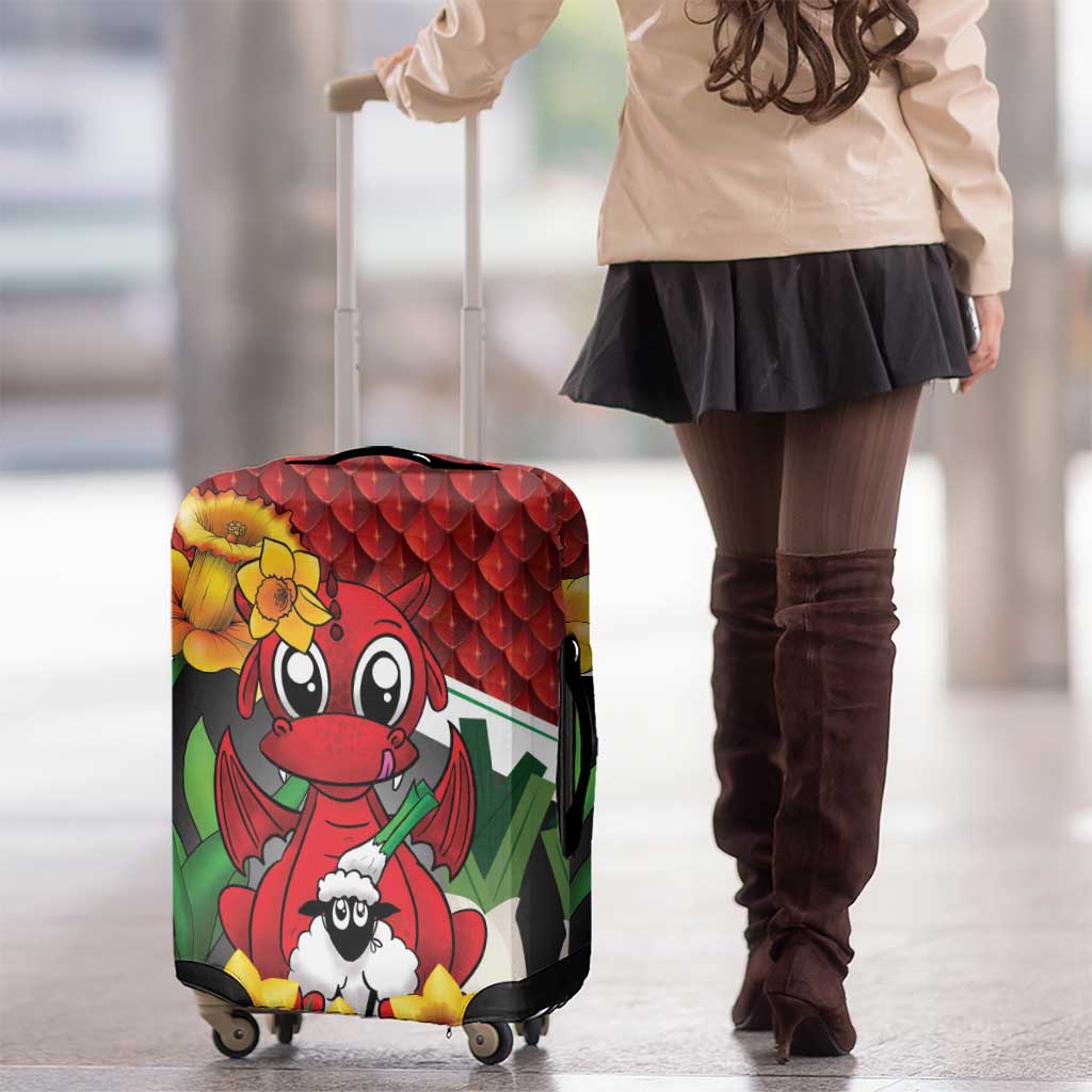 Saint David's Day Luggage Cover Red Welsh Dragon Daffodil Sheep Leak - Wonder Print Shop