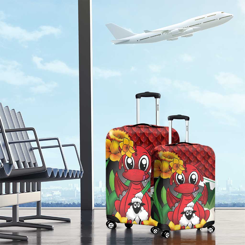 Saint David's Day Luggage Cover Red Welsh Dragon Daffodil Sheep Leak - Wonder Print Shop