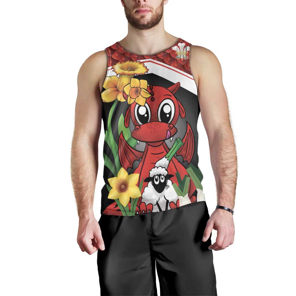 Saint David's Day Personalized Men Tank Top Red Welsh Dragon Daffodil Sheep Leak - Wonder Print Shop