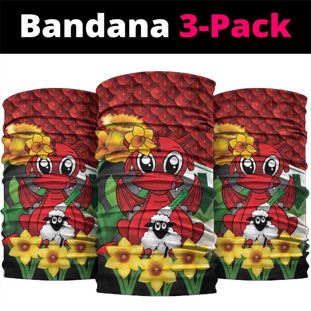 Saint David's Day Neck Gaiter Red Welsh Dragon Daffodil Sheep Leak - Wonder Print Shop