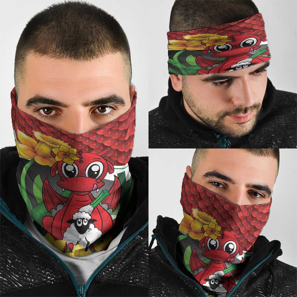 Saint David's Day Neck Gaiter Red Welsh Dragon Daffodil Sheep Leak - Wonder Print Shop