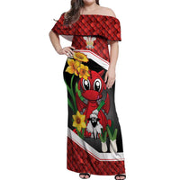Saint David's Day Personalized Off Shoulder Maxi Dress Red Welsh Dragon Daffodil Sheep Leak - Wonder Print Shop