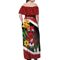 Saint David's Day Personalized Off Shoulder Maxi Dress Red Welsh Dragon Daffodil Sheep Leak - Wonder Print Shop
