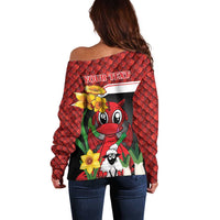 Saint David's Day Personalized Off Shoulder Sweater Red Welsh Dragon Daffodil Sheep Leak - Wonder Print Shop