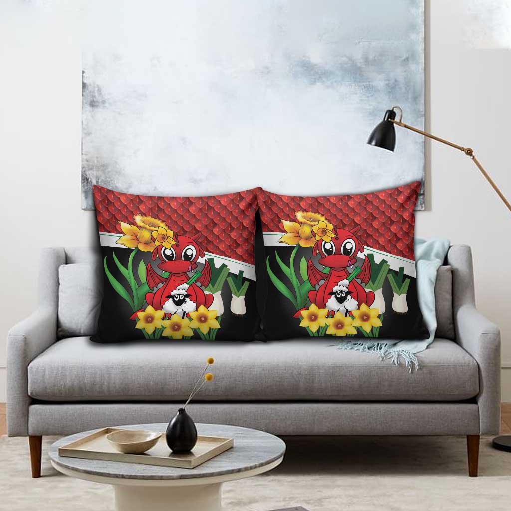 Saint David's Day Pillow Cover Red Welsh Dragon Daffodil Sheep Leak - Wonder Print Shop
