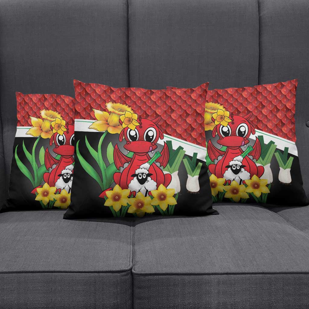 Saint David's Day Pillow Cover Red Welsh Dragon Daffodil Sheep Leak - Wonder Print Shop