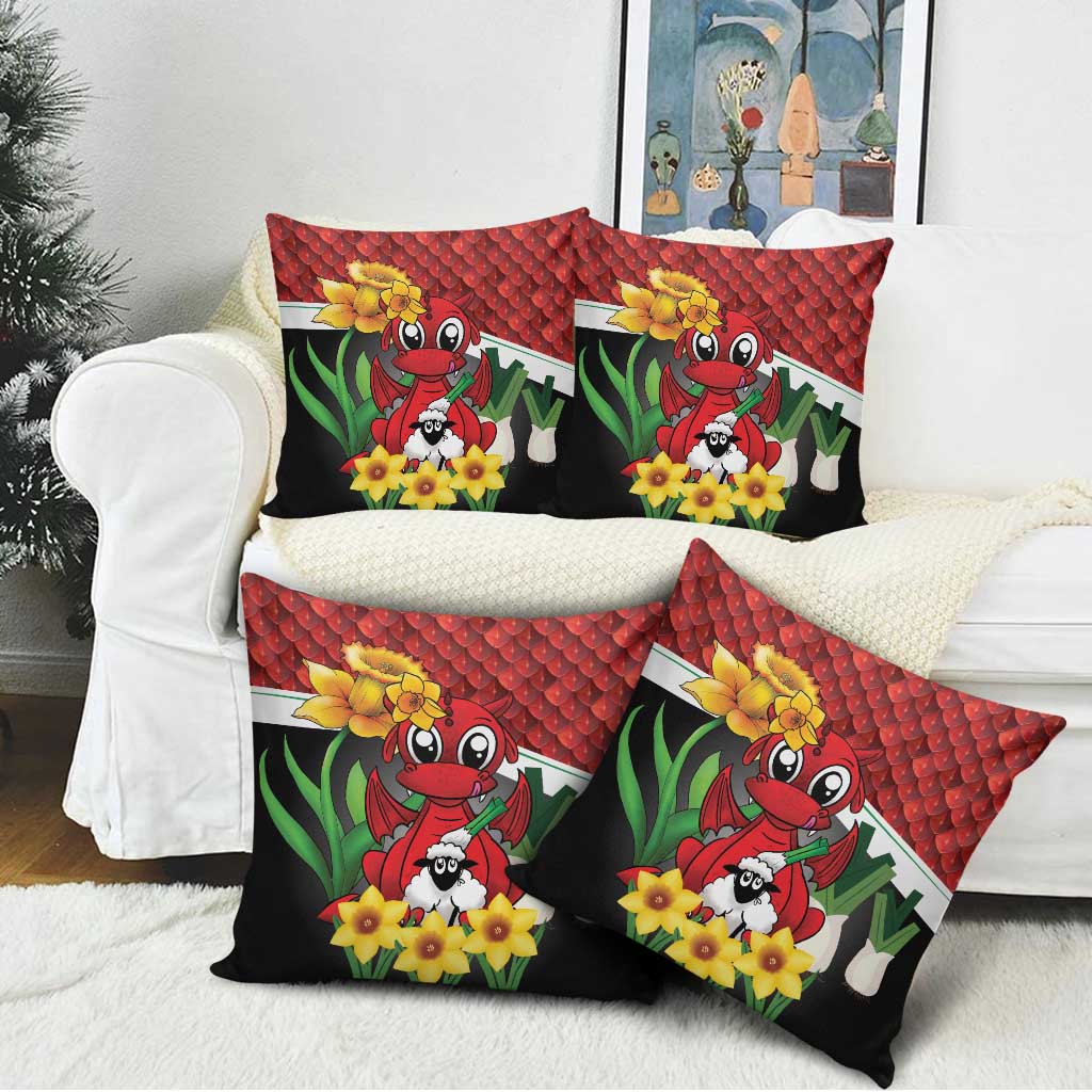 Saint David's Day Pillow Cover Red Welsh Dragon Daffodil Sheep Leak - Wonder Print Shop