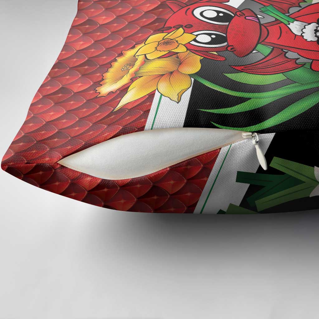 Saint David's Day Pillow Cover Red Welsh Dragon Daffodil Sheep Leak - Wonder Print Shop