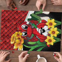 Saint David's Day Puzzle Red Welsh Dragon Daffodil Sheep Leak - Wonder Print Shop