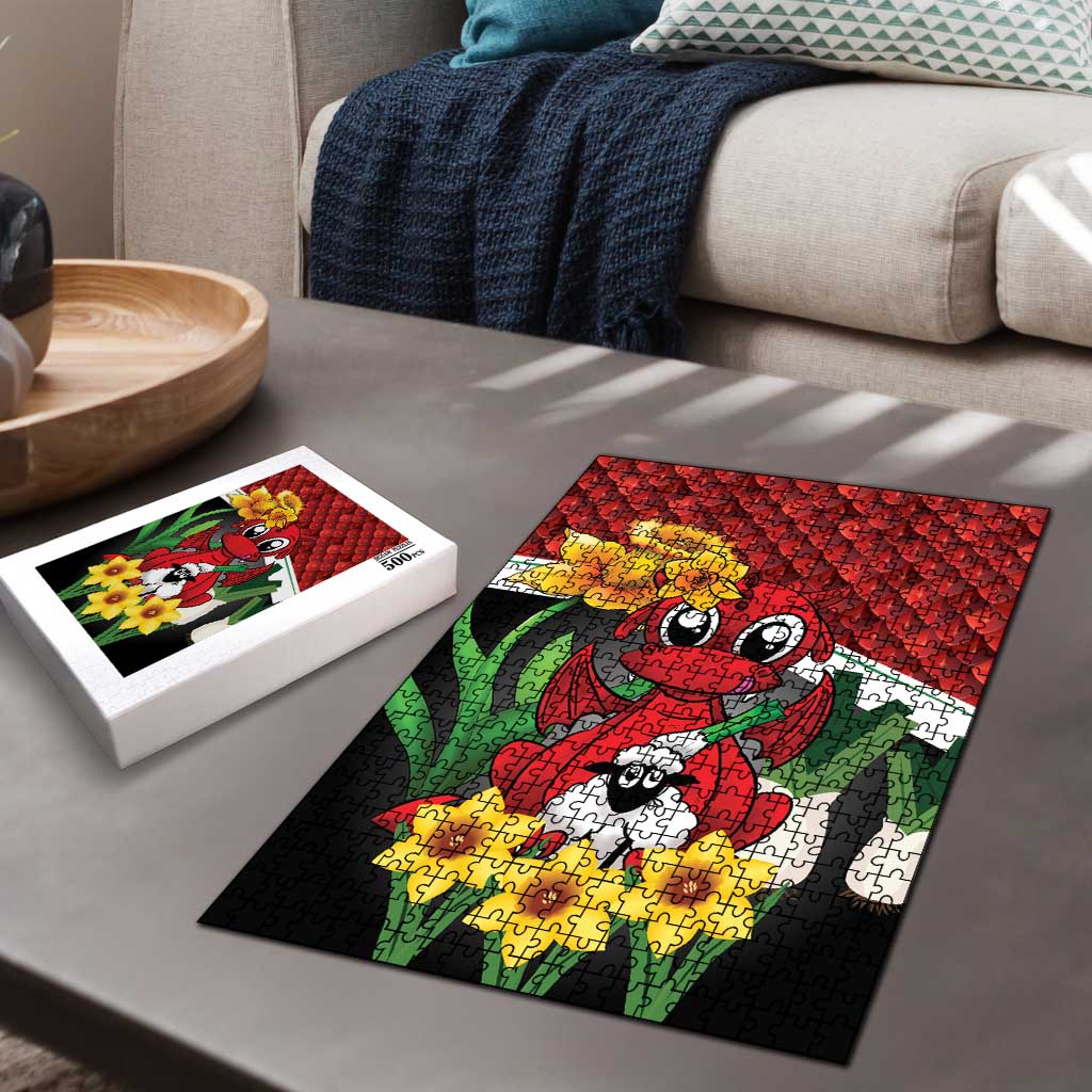 Saint David's Day Puzzle Red Welsh Dragon Daffodil Sheep Leak - Wonder Print Shop