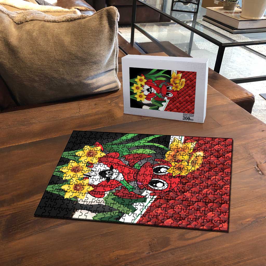 Saint David's Day Puzzle Red Welsh Dragon Daffodil Sheep Leak - Wonder Print Shop