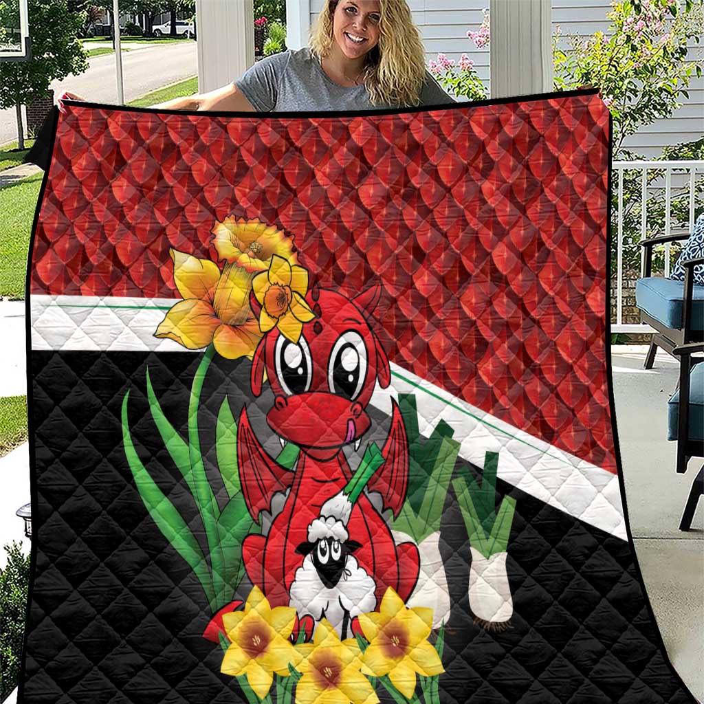 Saint David's Day Quilt Red Welsh Dragon Daffodil Sheep Leak - Wonder Print Shop