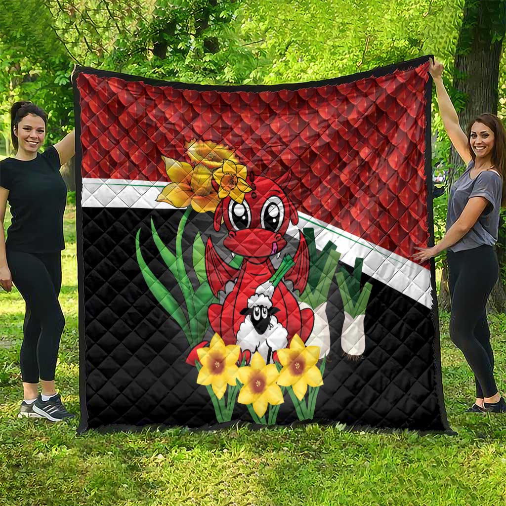 Saint David's Day Quilt Red Welsh Dragon Daffodil Sheep Leak - Wonder Print Shop