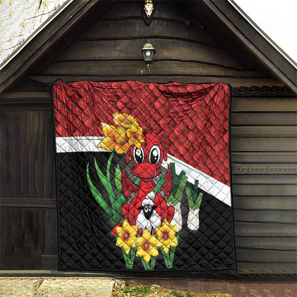 Saint David's Day Quilt Red Welsh Dragon Daffodil Sheep Leak - Wonder Print Shop