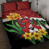 Saint David's Day Quilt Bed Set Red Welsh Dragon Daffodil Sheep Leak - Wonder Print Shop