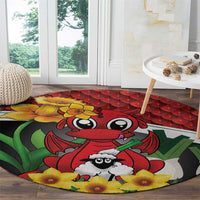 Saint David's Day Round Carpet Red Welsh Dragon Daffodil Sheep Leak - Wonder Print Shop