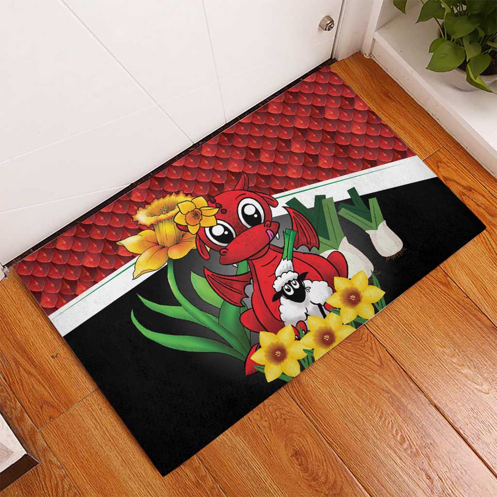 Saint David's Day Rubber Doormat Red Welsh Dragon Daffodil Sheep Leak - Wonder Print Shop
