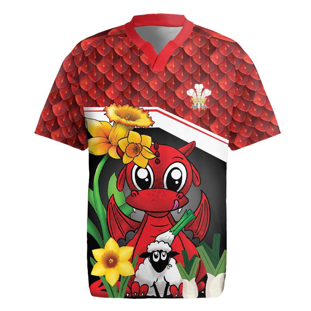 Saint David's Day Personalized Rugby Jersey Red Welsh Dragon Daffodil Sheep Leak - Wonder Print Shop