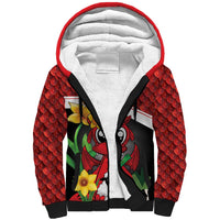 Saint David's Day Personalized Sherpa Hoodie Red Welsh Dragon Daffodil Sheep Leak - Wonder Print Shop