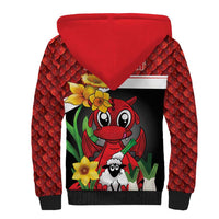 Saint David's Day Personalized Sherpa Hoodie Red Welsh Dragon Daffodil Sheep Leak - Wonder Print Shop