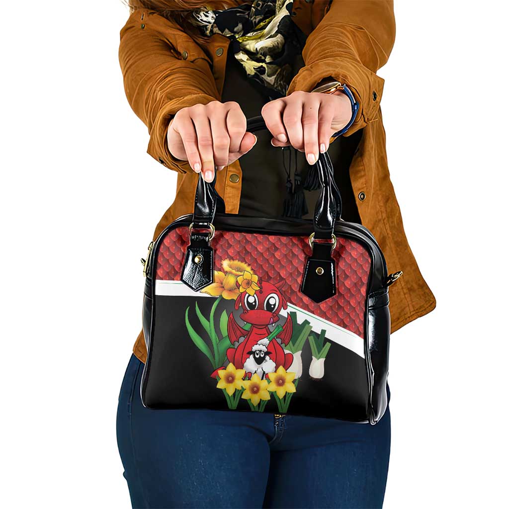 Saint David's Day Shoulder Handbag Red Welsh Dragon Daffodil Sheep Leak - Wonder Print Shop