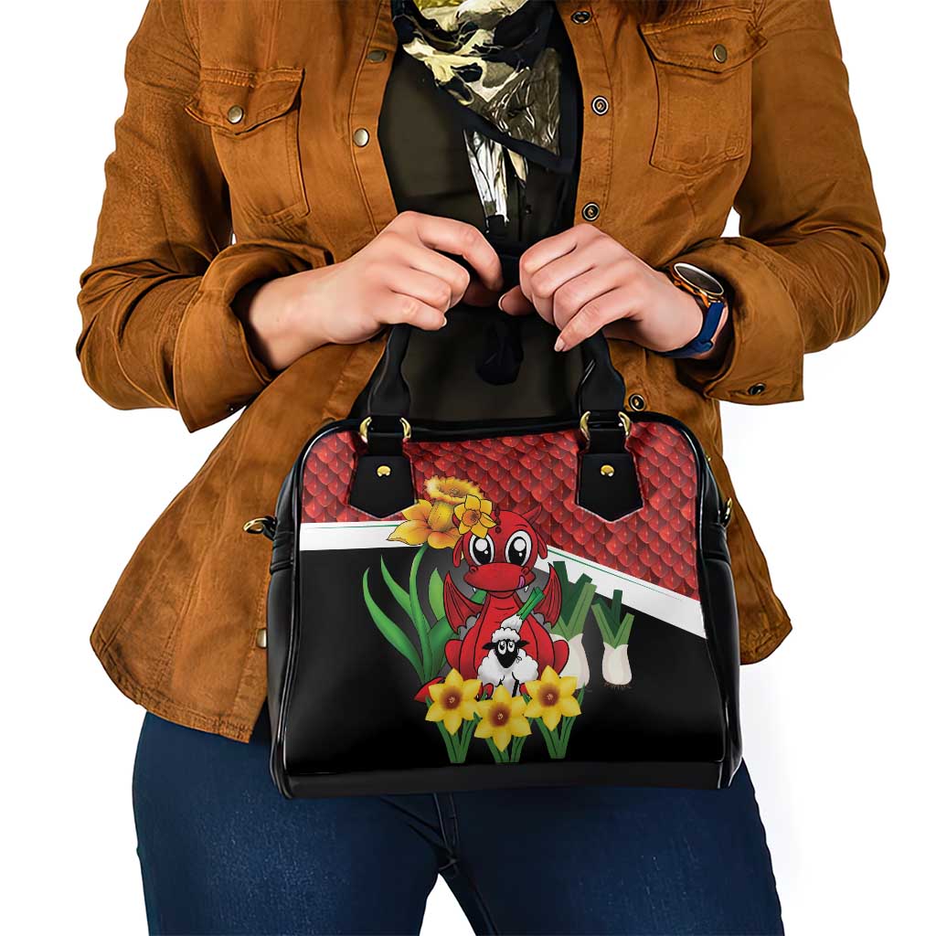 Saint David's Day Shoulder Handbag Red Welsh Dragon Daffodil Sheep Leak - Wonder Print Shop