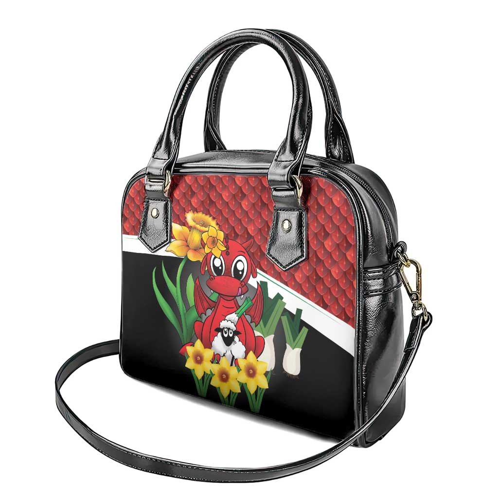 Saint David's Day Shoulder Handbag Red Welsh Dragon Daffodil Sheep Leak - Wonder Print Shop