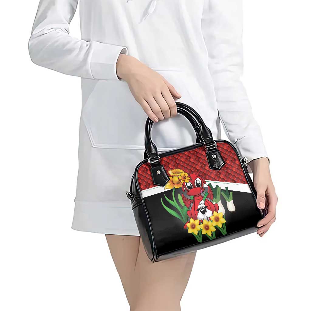 Saint David's Day Shoulder Handbag Red Welsh Dragon Daffodil Sheep Leak - Wonder Print Shop