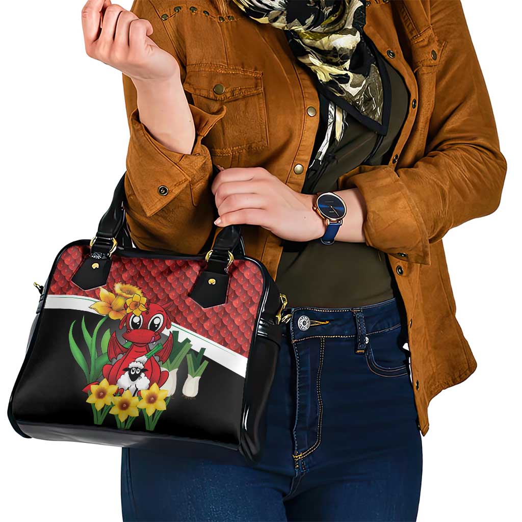 Saint David's Day Shoulder Handbag Red Welsh Dragon Daffodil Sheep Leak - Wonder Print Shop