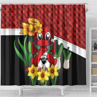 Saint David's Day Shower Curtain Red Welsh Dragon Daffodil Sheep Leak - Wonder Print Shop