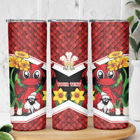 Saint David's Day Personalized Skinny Tumbler Red Welsh Dragon Daffodil Sheep Leak - Wonder Print Shop
