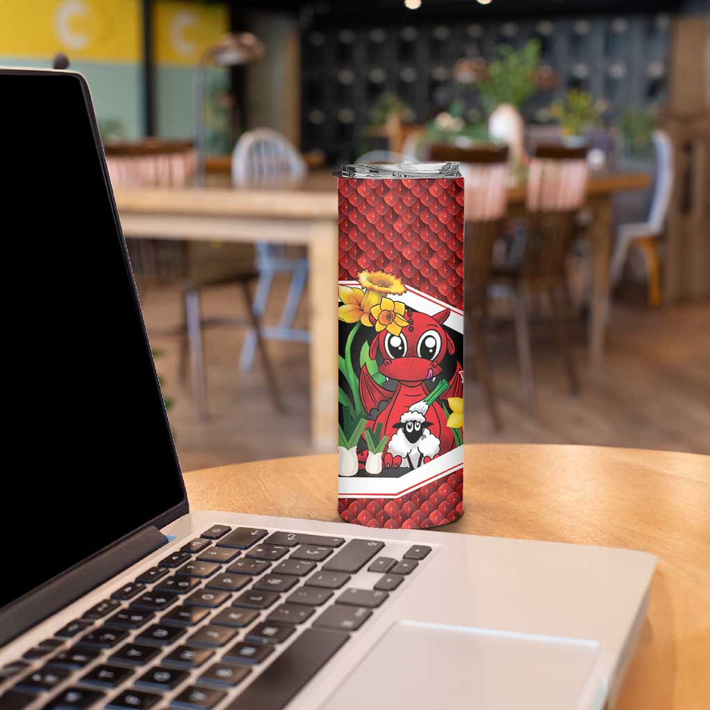 Saint David's Day Personalized Skinny Tumbler Red Welsh Dragon Daffodil Sheep Leak - Wonder Print Shop