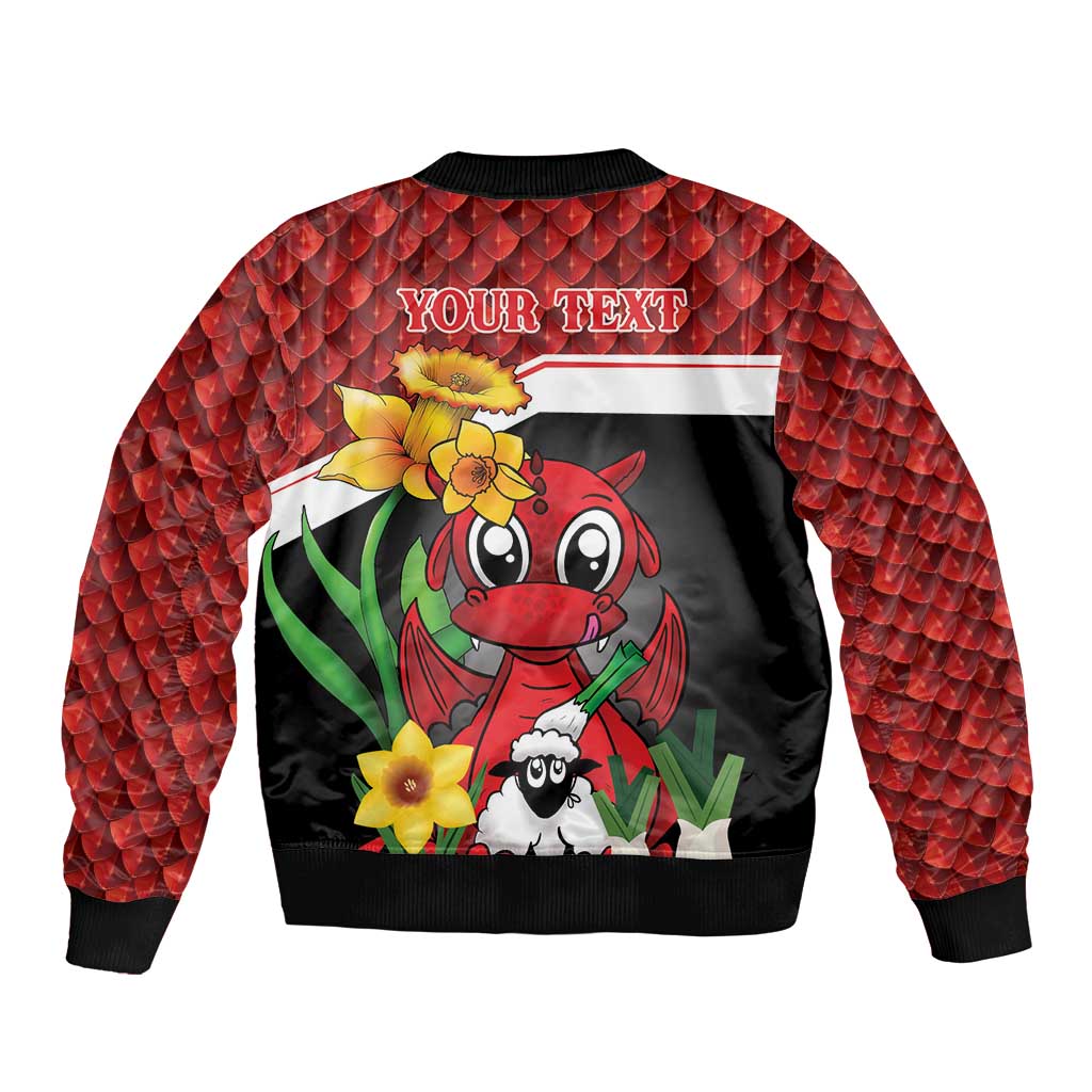 Saint David's Day Personalized Sleeve Zip Bomber Jacket Red Welsh Dragon Daffodil Sheep Leak - Wonder Print Shop