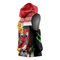 Saint David's Day Personalized Sleeveless Hoodie Red Welsh Dragon Daffodil Sheep Leak - Wonder Print Shop