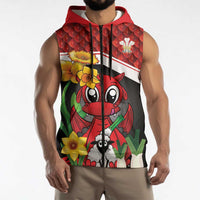 Saint David's Day Personalized Sleeveless Zip Hoodie Red Welsh Dragon Daffodil Sheep Leak - Wonder Print Shop
