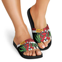 Saint David's Day Slide Sandals Red Welsh Dragon Daffodil Sheep Leak - Wonder Print Shop
