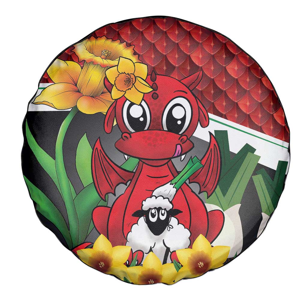 Saint David's Day Spare Tire Cover Red Welsh Dragon Daffodil Sheep Leak - Wonder Print Shop