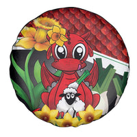 Saint David's Day Spare Tire Cover Red Welsh Dragon Daffodil Sheep Leak - Wonder Print Shop