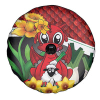 Saint David's Day Spare Tire Cover Red Welsh Dragon Daffodil Sheep Leak - Wonder Print Shop