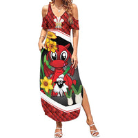 Saint David's Day Personalized Summer Maxi Dress Red Welsh Dragon Daffodil Sheep Leak - Wonder Print Shop