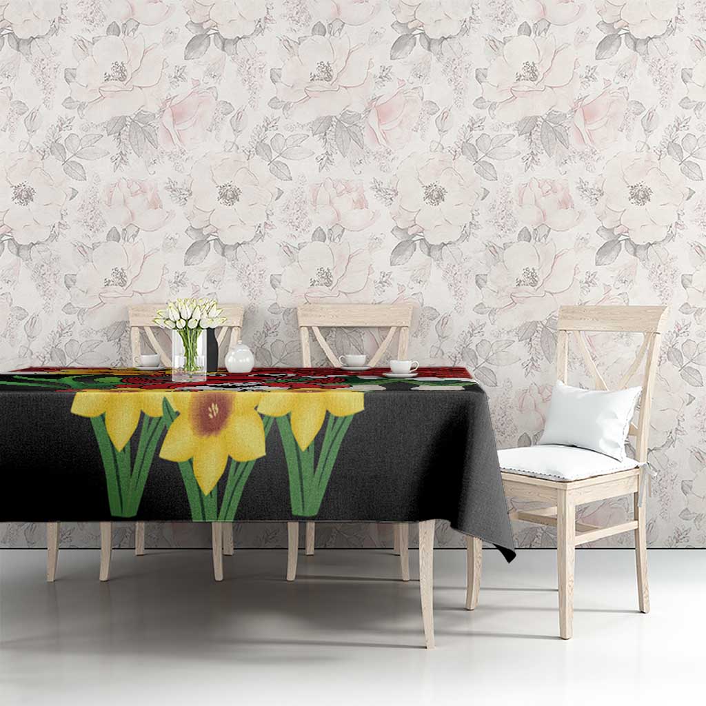 Saint David's Day Tablecloth Red Welsh Dragon Daffodil Sheep Leak - Wonder Print Shop