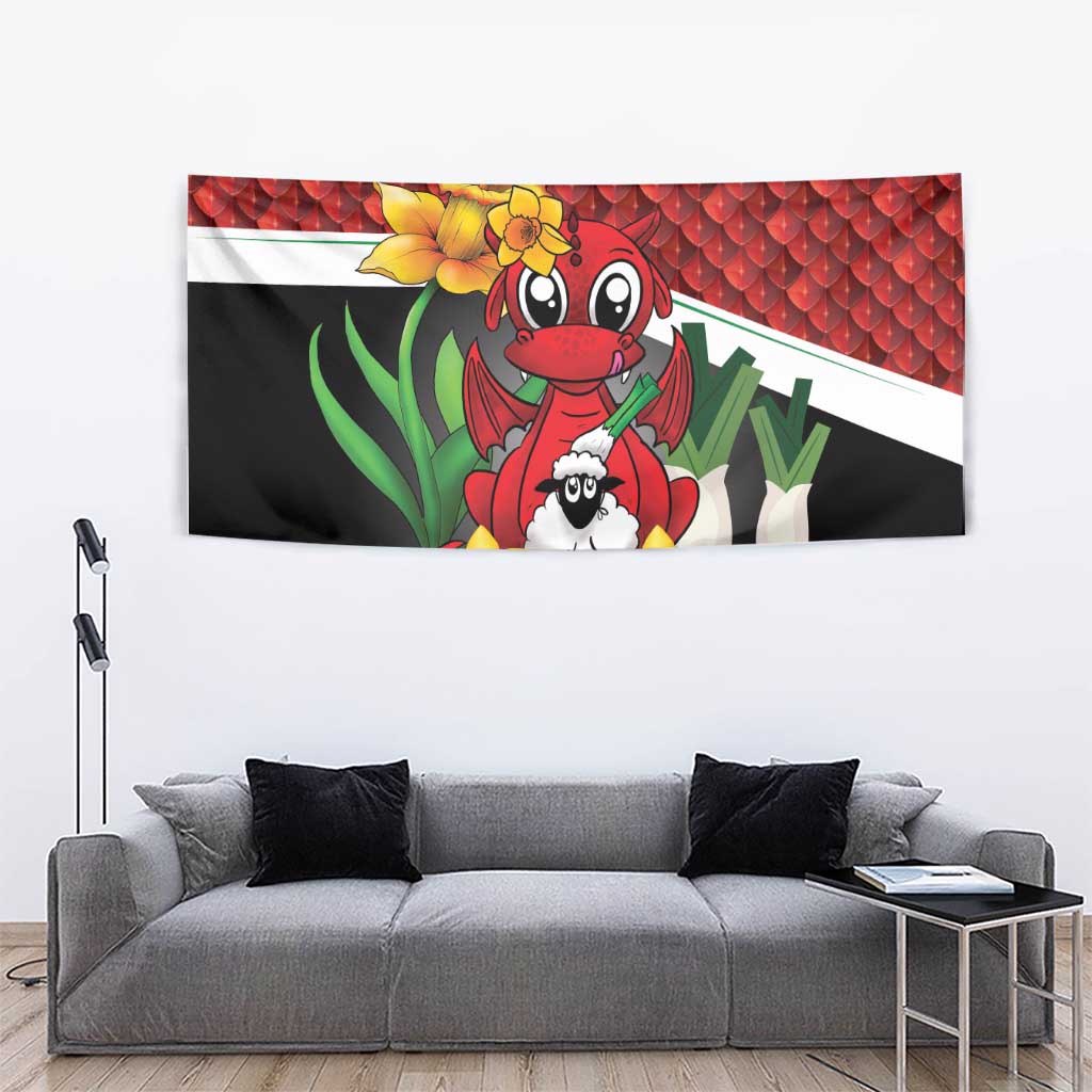 Saint David's Day Tapestry Red Welsh Dragon Daffodil Sheep Leak - Wonder Print Shop
