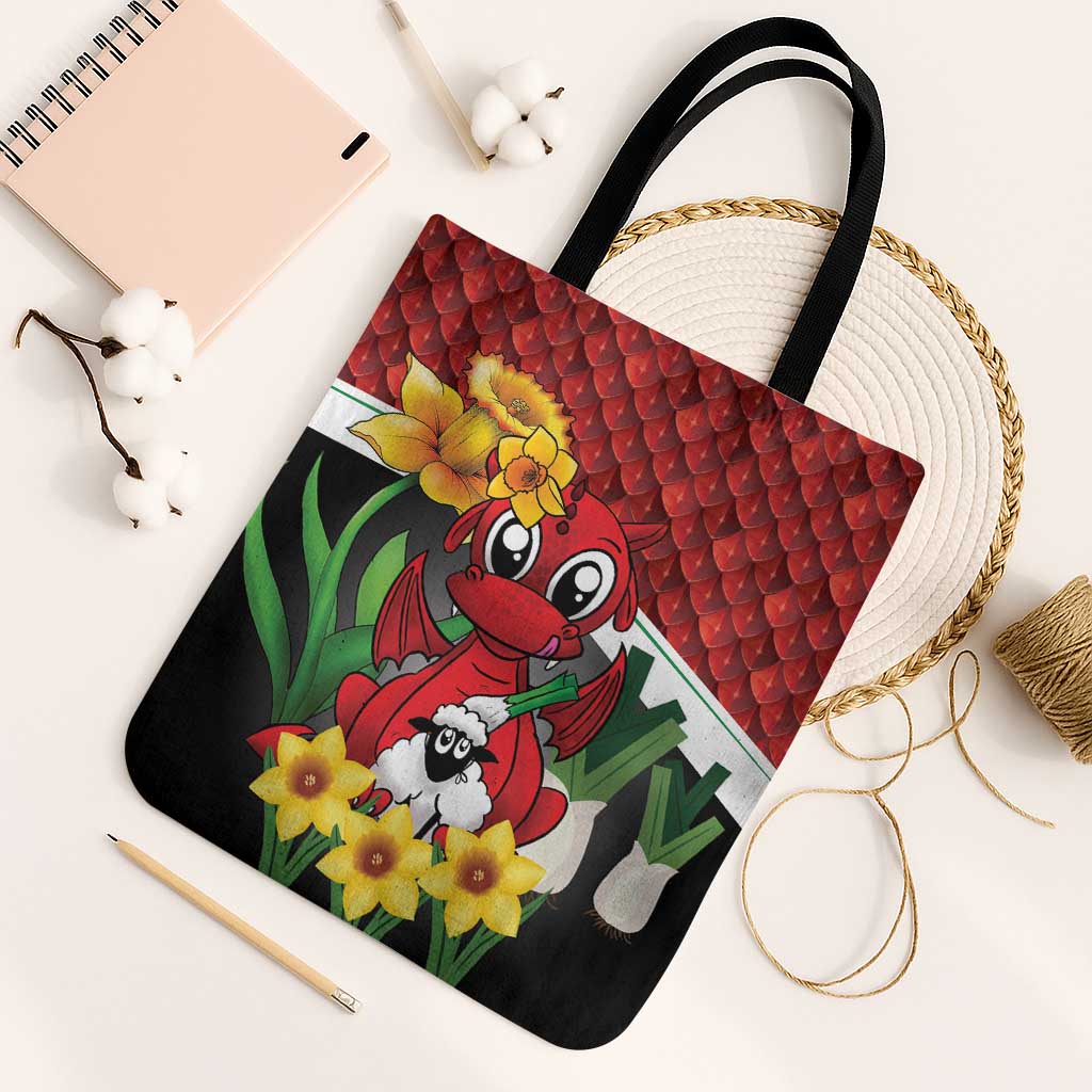 Saint David's Day Tote Bag Red Welsh Dragon Daffodil Sheep Leak - Wonder Print Shop