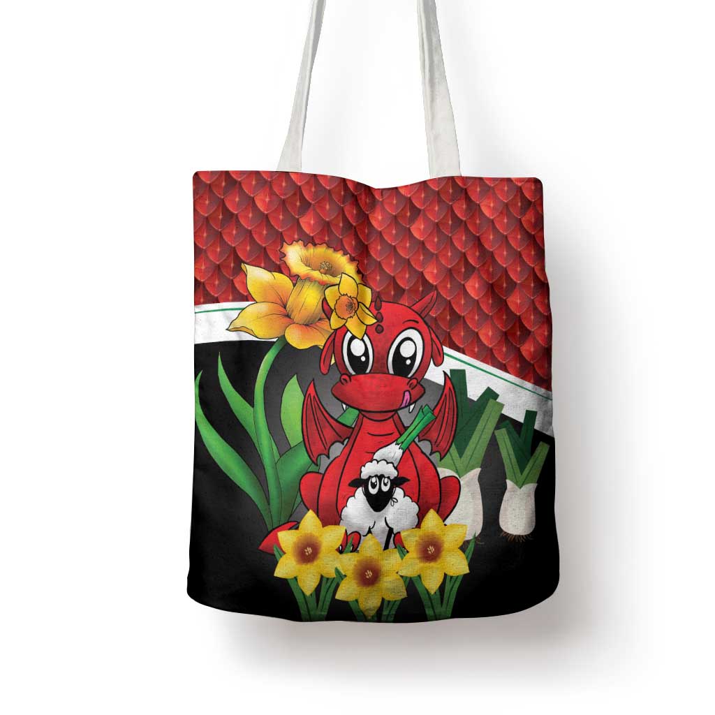 Saint David's Day Tote Bag Red Welsh Dragon Daffodil Sheep Leak - Wonder Print Shop