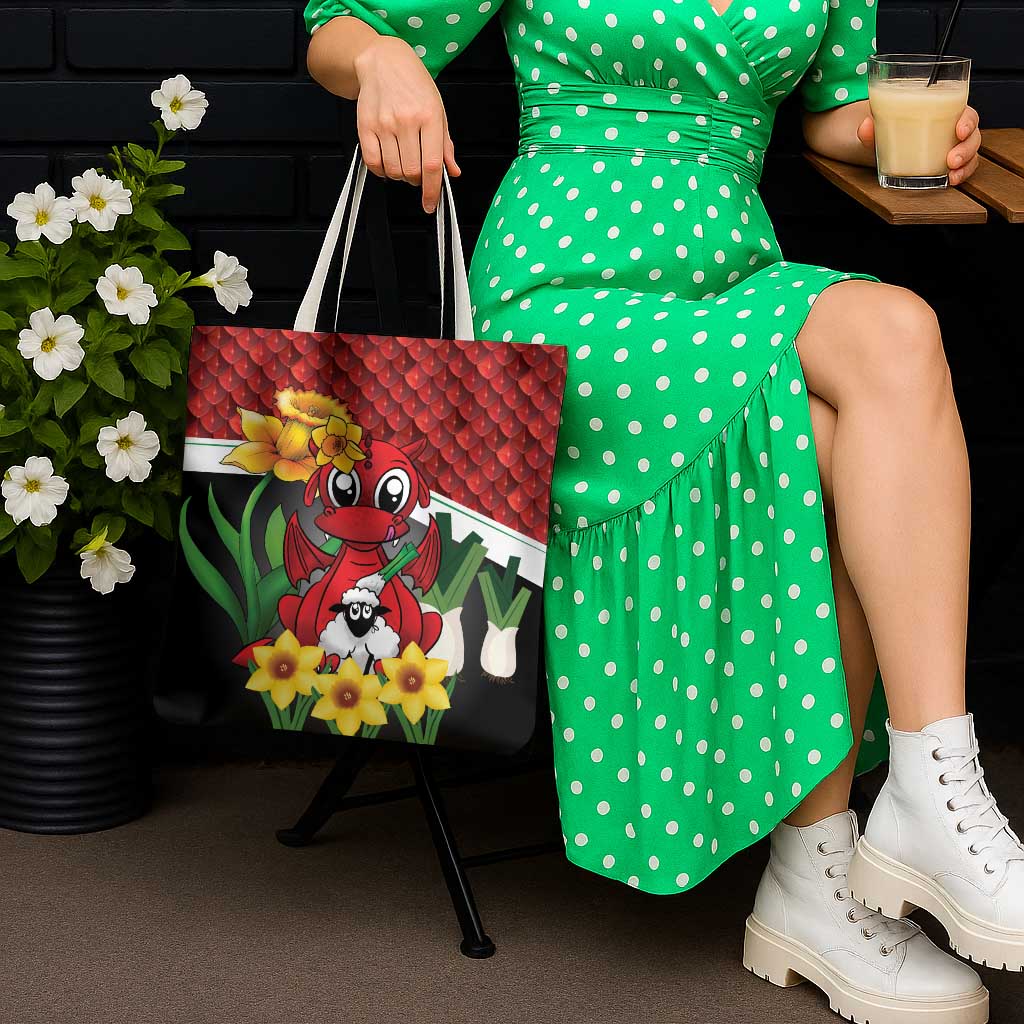 Saint David's Day Tote Bag Red Welsh Dragon Daffodil Sheep Leak - Wonder Print Shop
