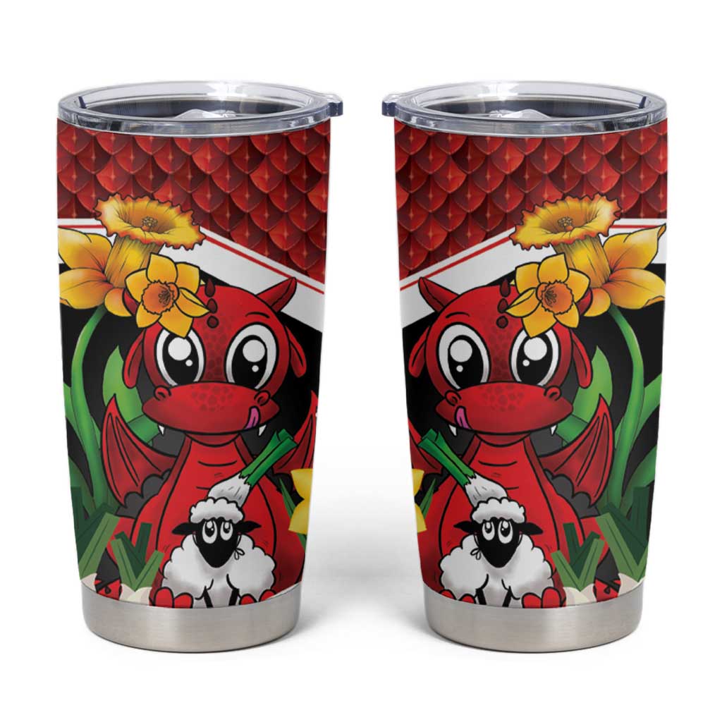 Saint David's Day Personalized Tumbler Cup Red Welsh Dragon Daffodil Sheep Leak - Wonder Print Shop